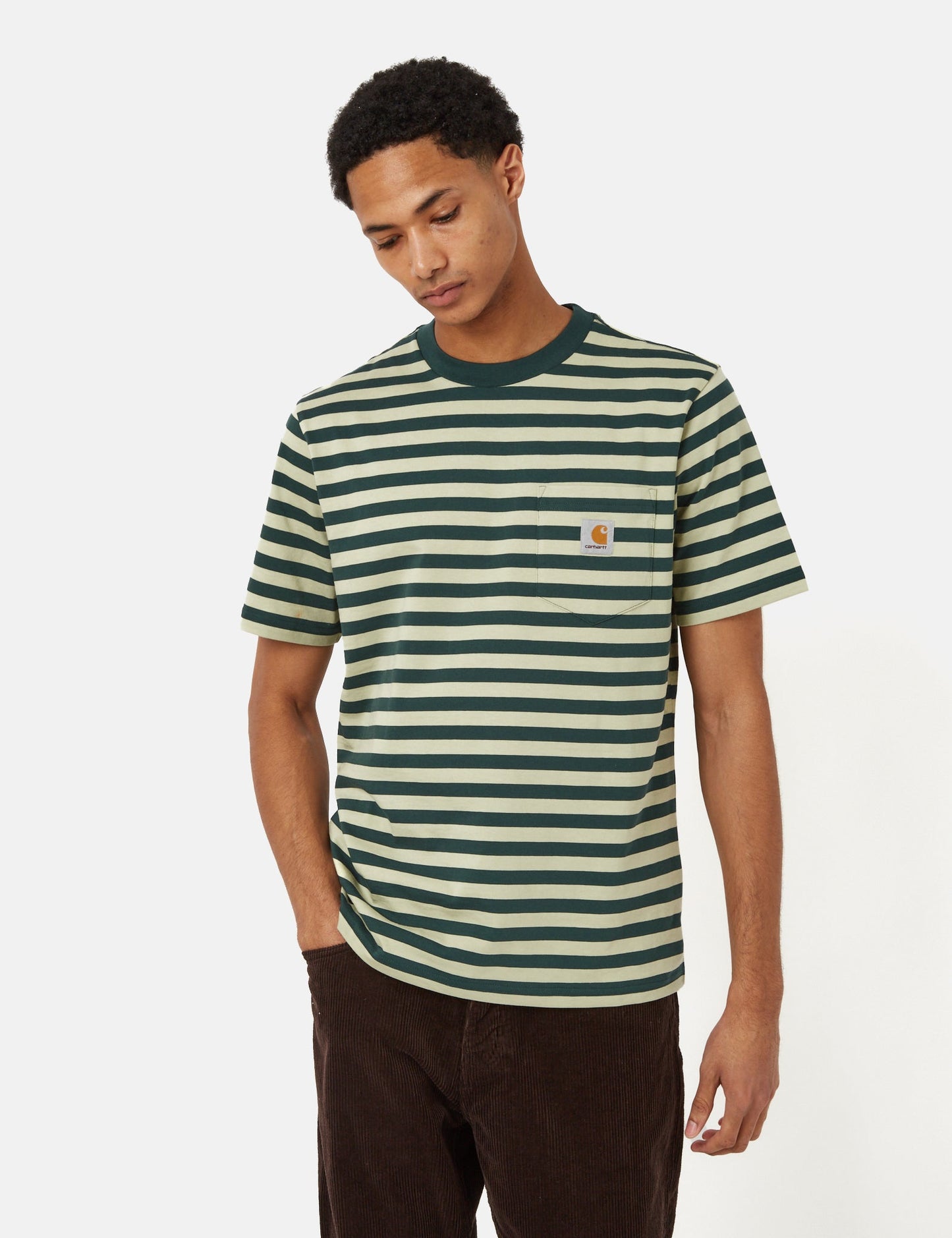 Scotty Stripe Pocket T-Shirt (Regular) - Botanic Green/Agave Green