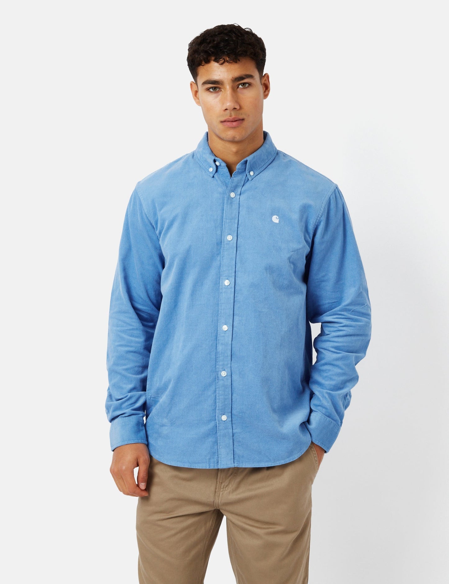 Madison Shirt (Fine Cord) - Dark Navy Blue/White