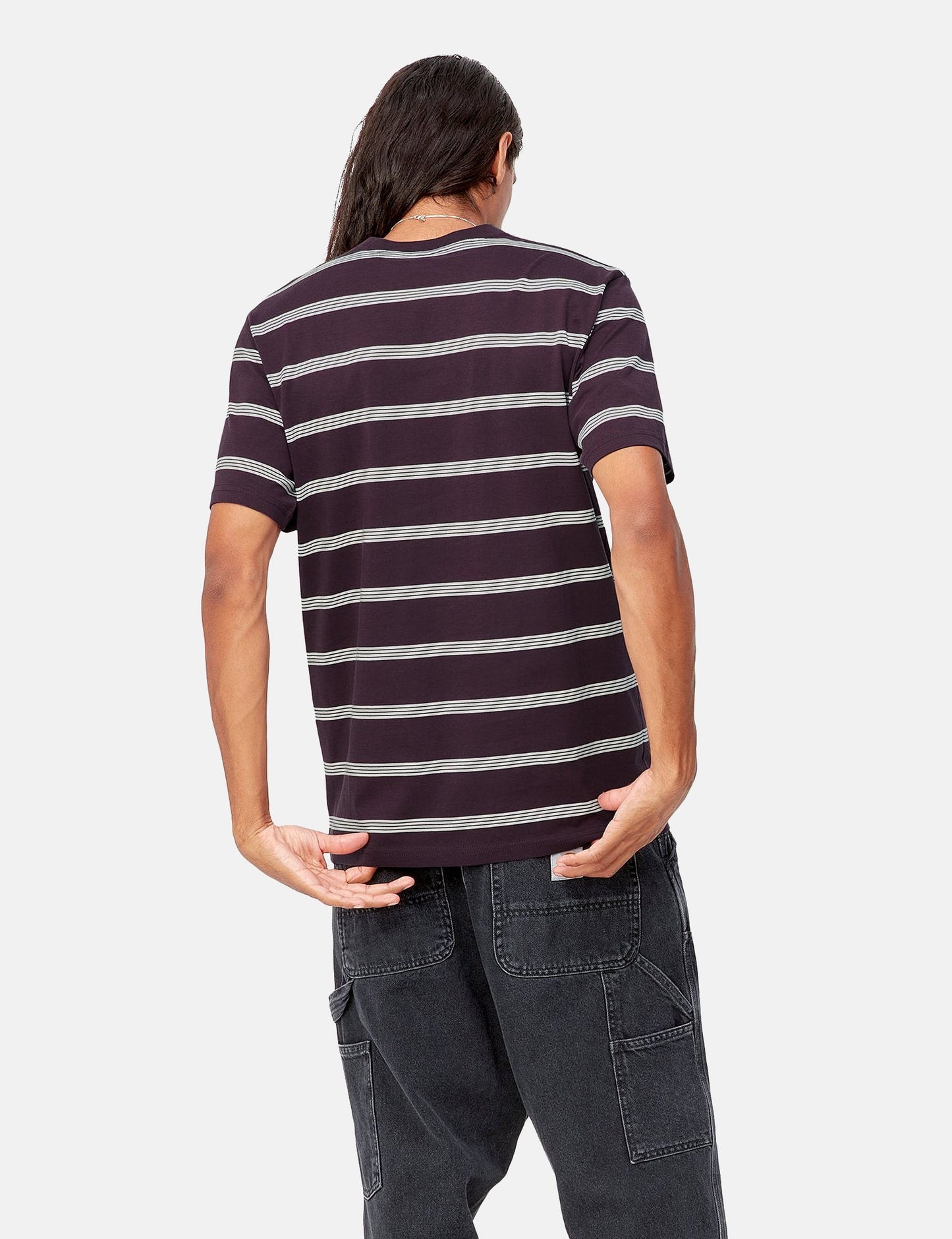 Glover Stripe T-Shirt - Dark Plum Purple/Wax/Wax