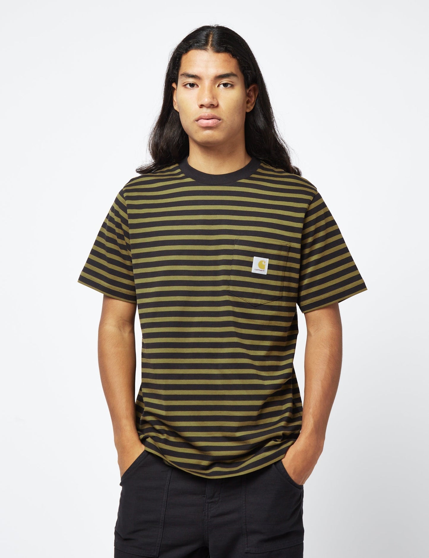 Seidler Pocket T-Shirt (Seidler Stripe) - Salt Grey/Black