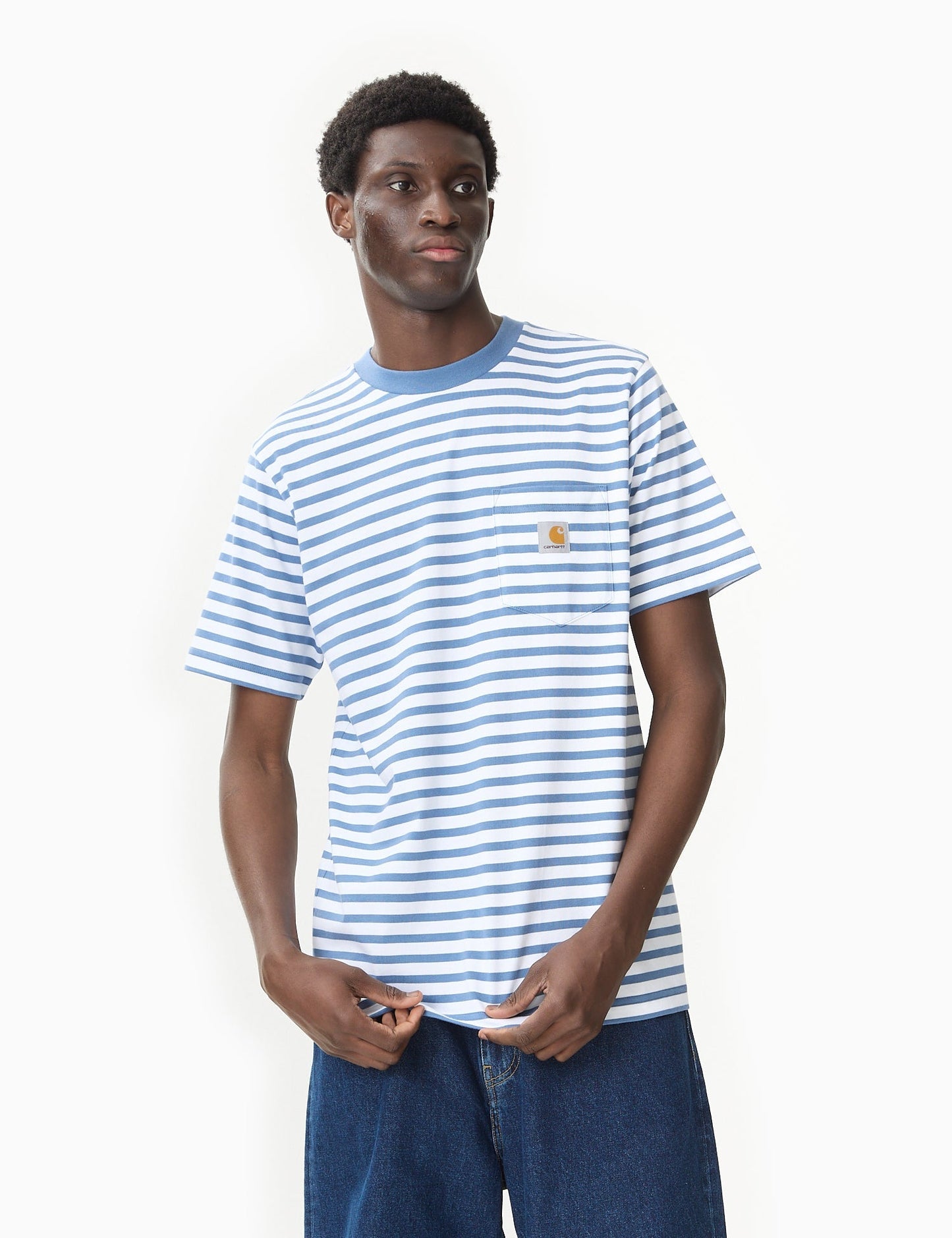 Seidler Stripe Pocket T-Shirt - Park Green/White