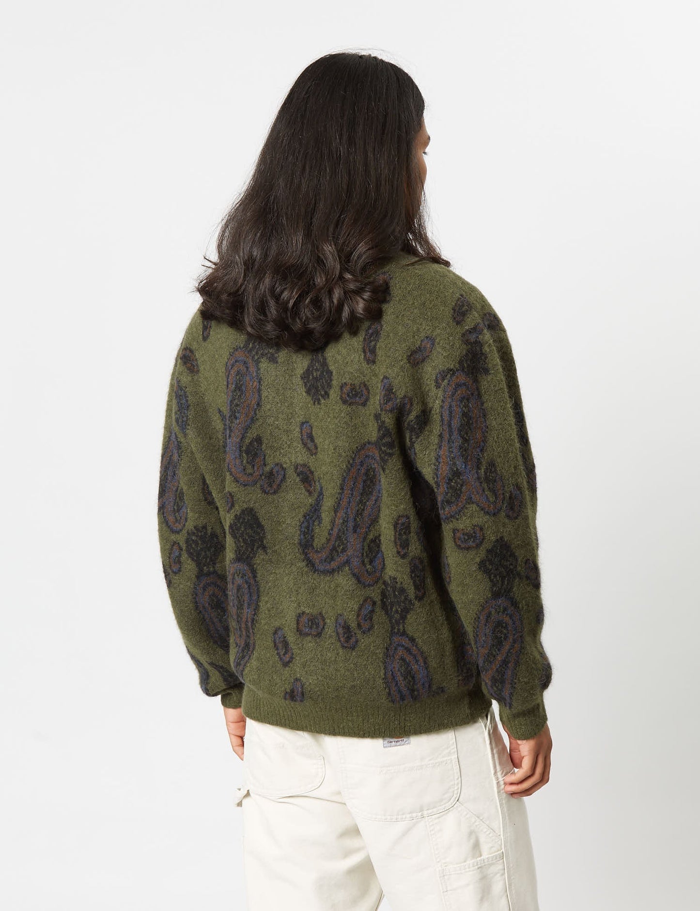 Medford Cardigan (Paisley Jacquard) - Plant Green