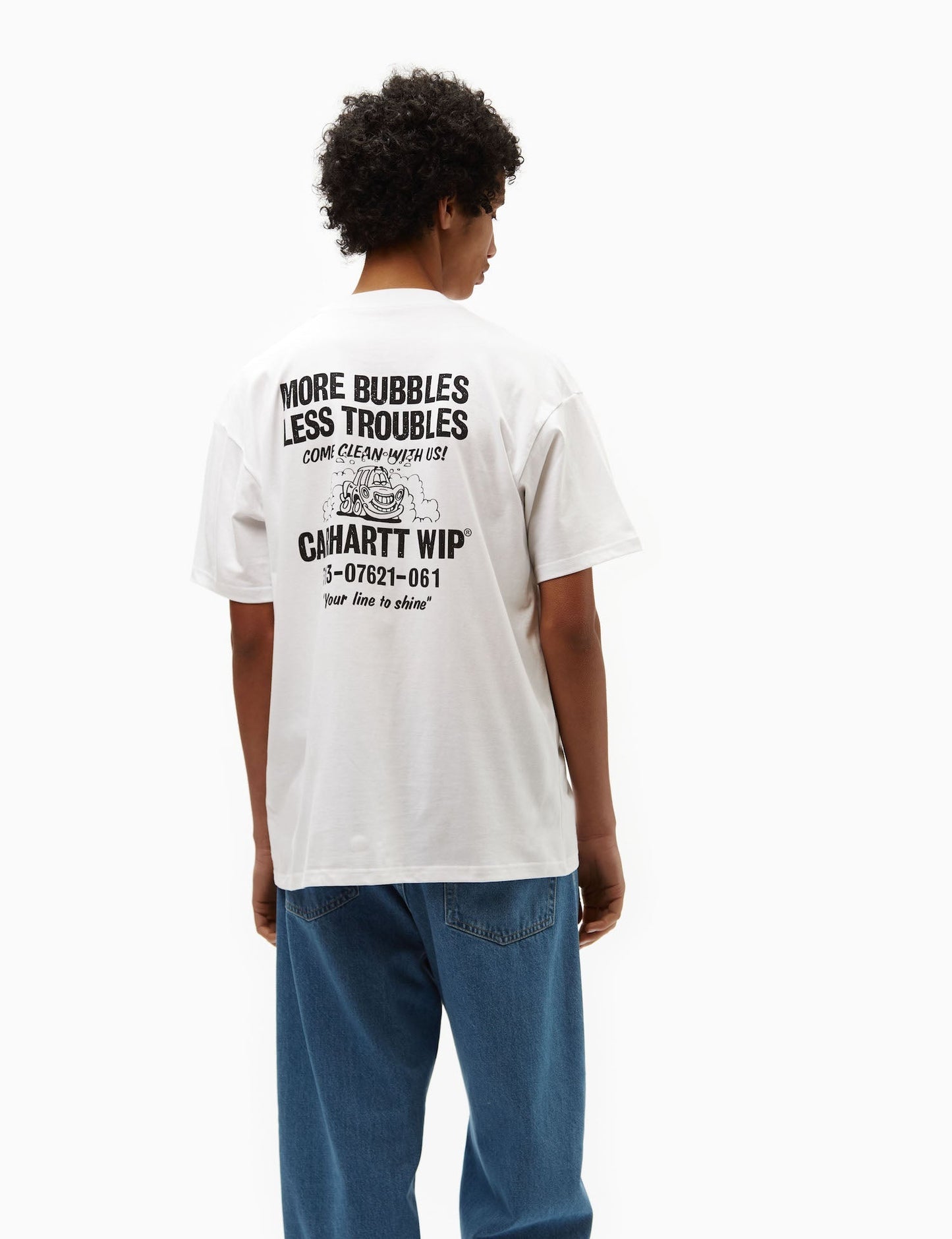 Less Troubles T-Shirt (Loose) - Black/White